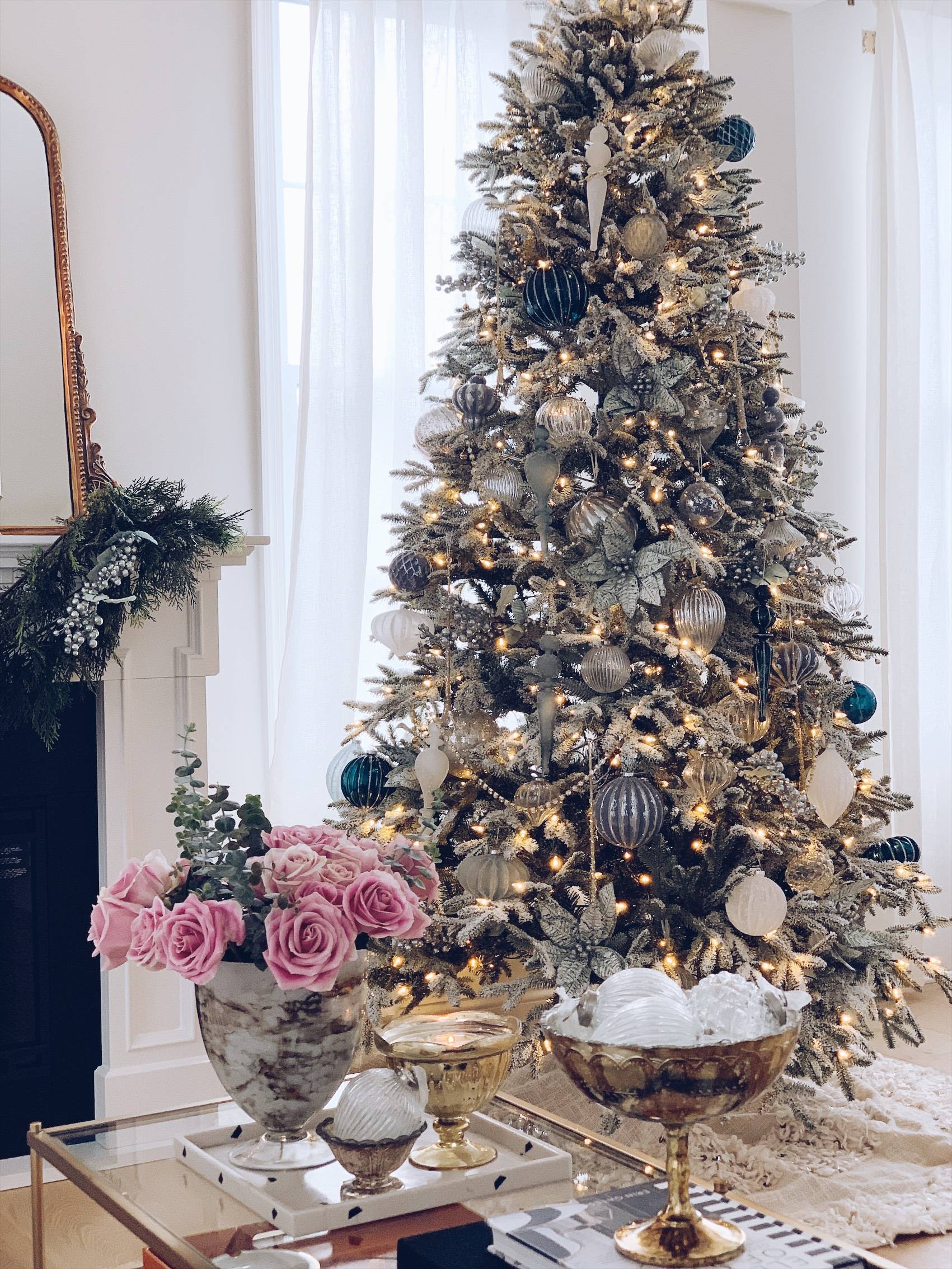 My Balsam Hill Christmas Tree - A Blue and White Christmas - The Pink Dream