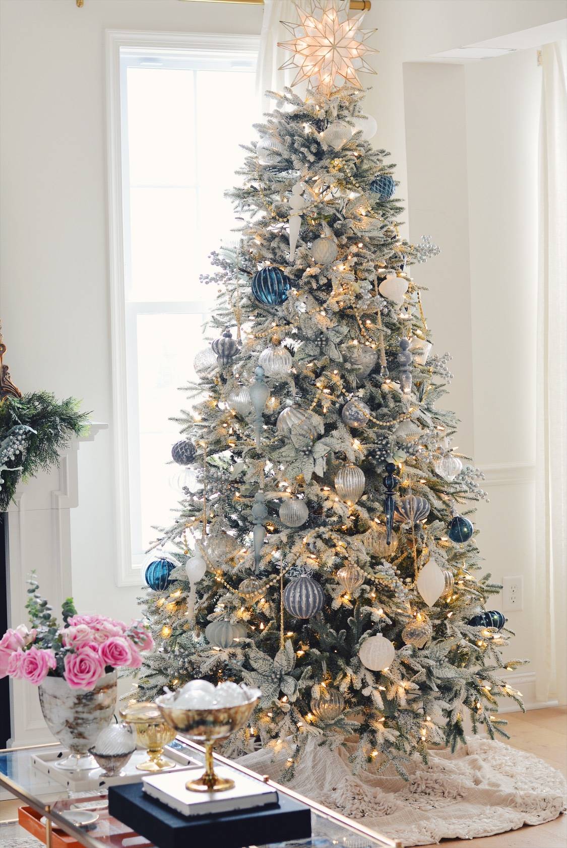 My Balsam Hill Christmas Tree - A Blue and White Christmas - The Pink Dream