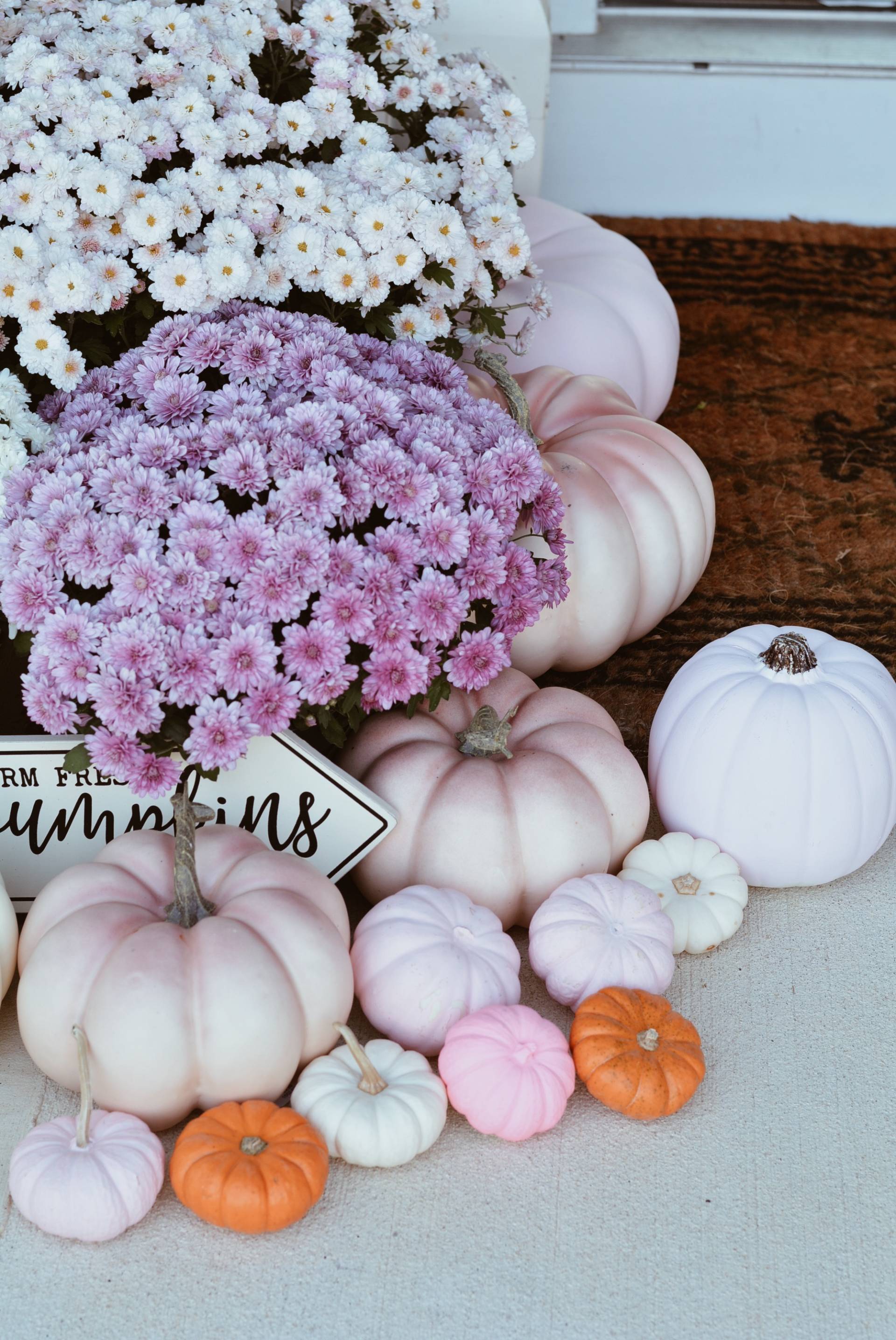 A Pink Fall Front Door Decor & Pink Pumpkins - The Pink Dream